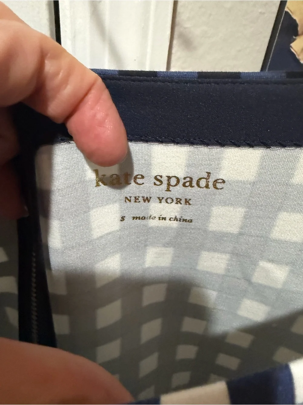 kate spade Navy and White Gingham Midi Dress